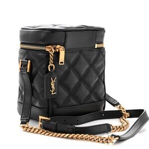 SAINT LAURENT 
Grain de Poudre Quilted 80's Vanity Bag Black NEW